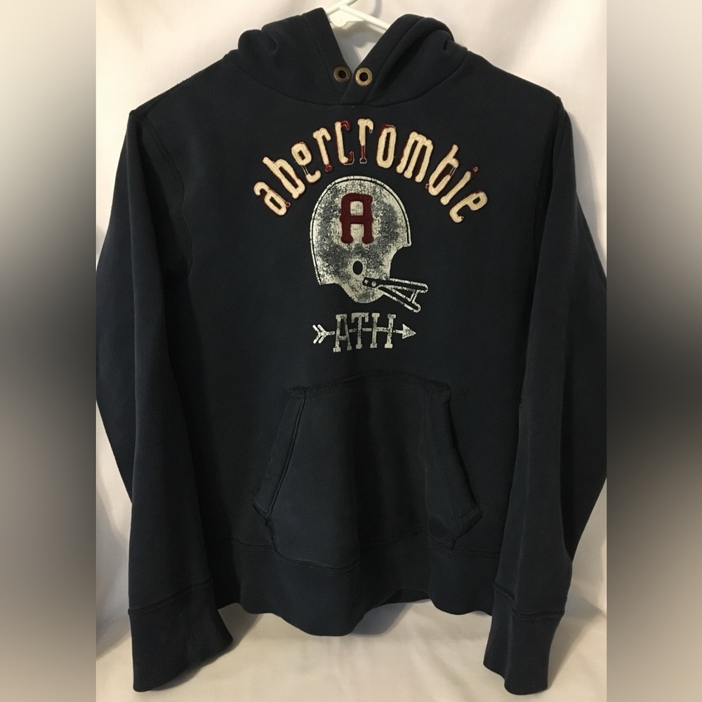 Abercrombie Youth Football Hoodie Sweatshirt M 8 Heavy Warm Distressed Look